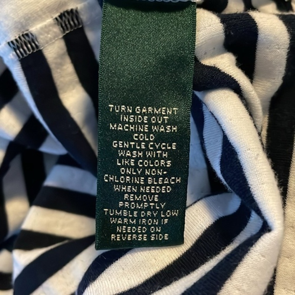 Lauren Active Ralph Lauren Navy Blue and White Striped Yellow Accents Hoodie - Picture 7 of 7